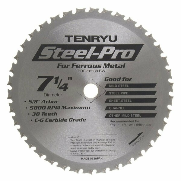 Tenryu 7-1/4in Ferrous Metal Saw Blade 38T 5/8 Arbor PRF-18538BW
